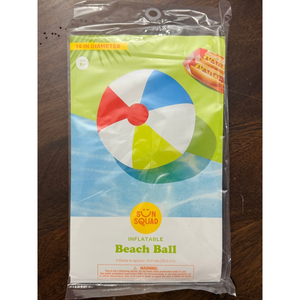 Sun Squad Inflatable‎ Beach Ball 14 Inch Multi Color Pool Toy New NIP 091119397